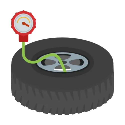 A go kart tyre having it's air pressure checked